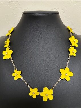 J Crew Enamel Floral Motif Statement Necklace